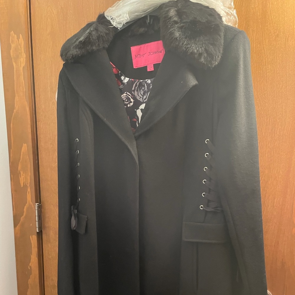 Gorgeous Betsey Johnson Corset wool coat. NWOT